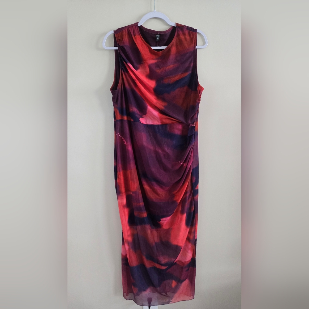 Shein Plus Red Blue Purple Tie Dye Tank Dress Sz 3X (Fits Like 2X)
